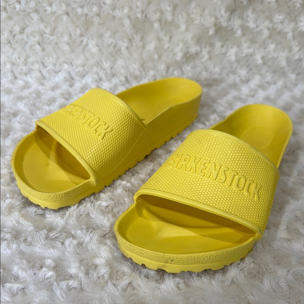 Birkenstock Yellow Slide Sandals, women’s sz 8
